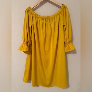 Forever 21 Yellow Bell Sleeve Mini Dress